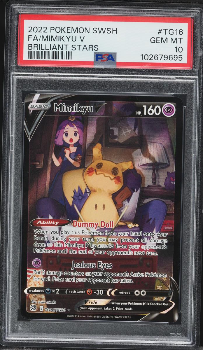2022 Pokemon Sword & Shield Brilliant Stars CHR Mimikyu V #TG16 PSA 10 GEM MINT