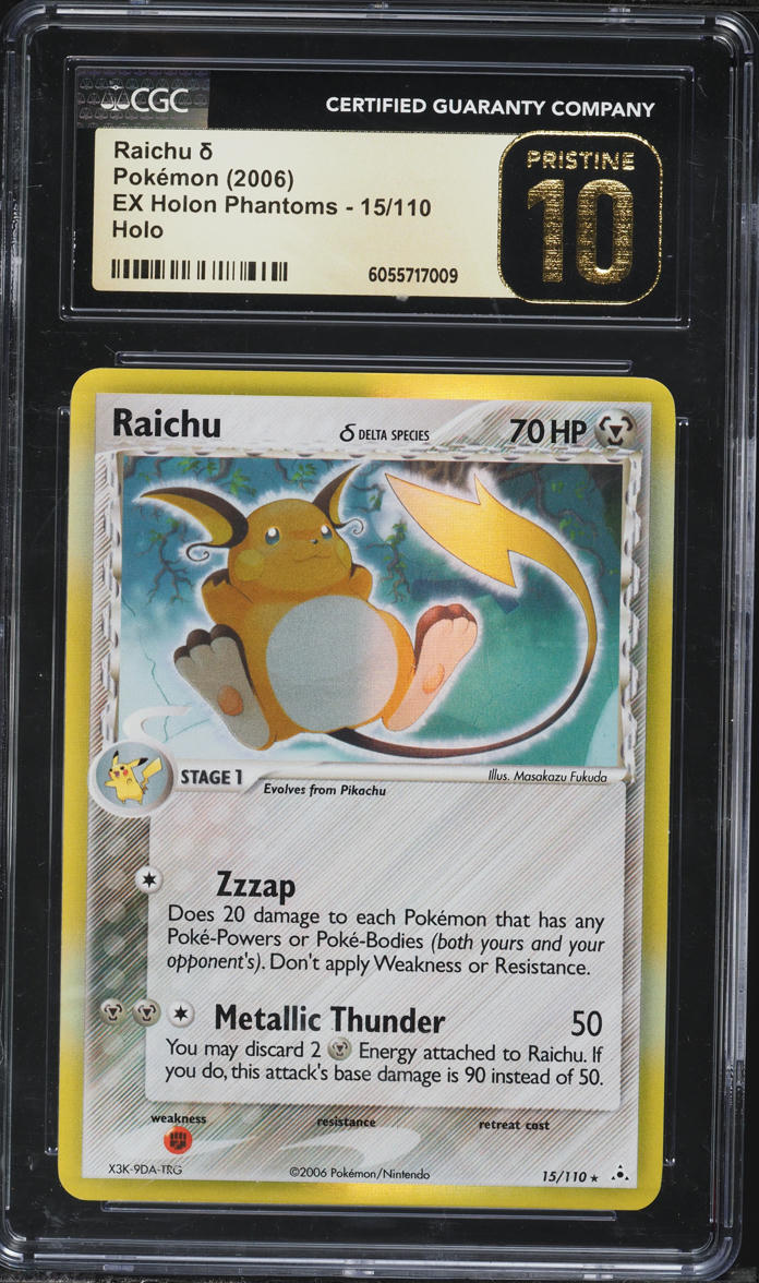 2006 Pokemon EX Holon Phantoms Holo Raichu #15 CGC 10 PRISTINE