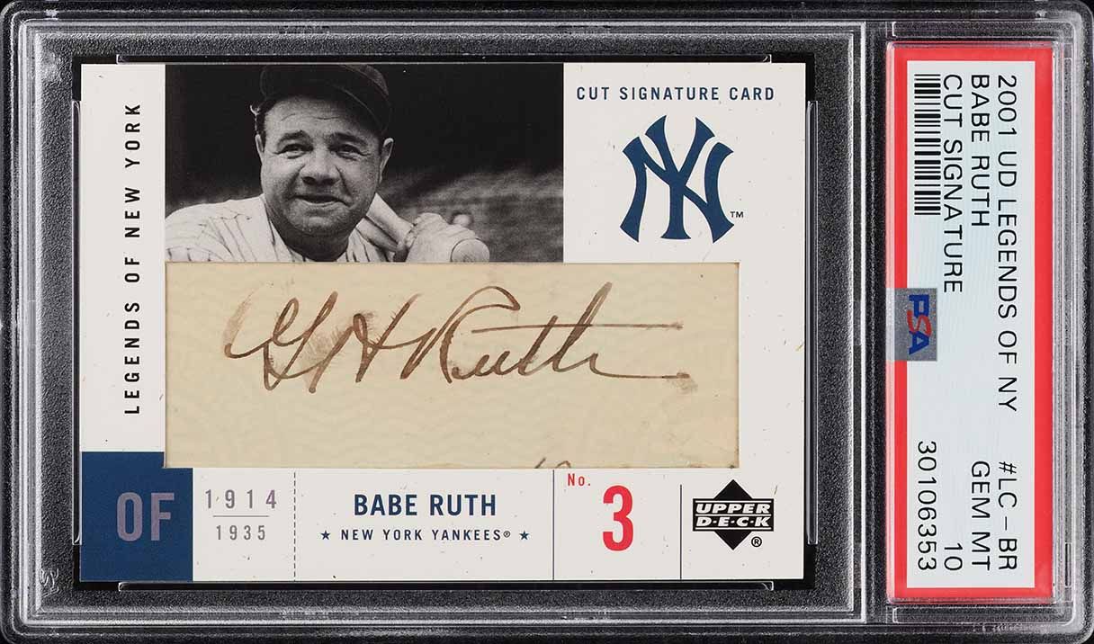 2001 Upper Deck Legends Of NY Cut Signature Babe Ruth AUTO #LC-BR PSA ...