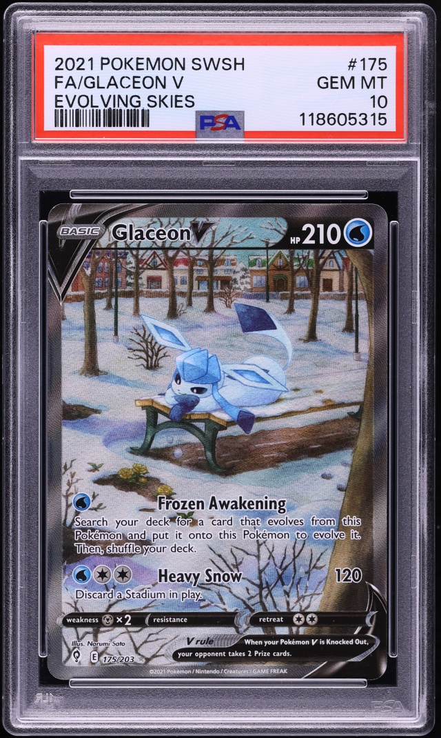2021 Pokemon Sword & Shield Evolving Skies Full Art Glaceon V #175 PSA 10 GEM MINT