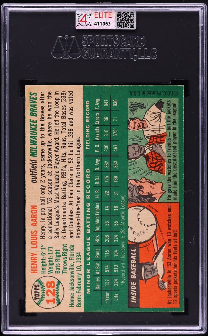 1954 Topps Hank Aaron ROOKIE #128 SGC 8 NM-MT