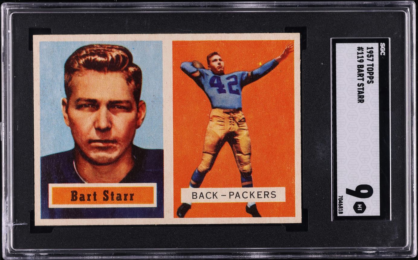 1957 Topps Football Bart Starr ROOKIE #119 SGC 9 MINT