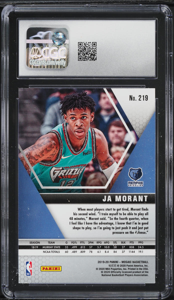 2019 Panini Mosaic Ja Morant ROOKIE #219 CGC 10 GEM MINT