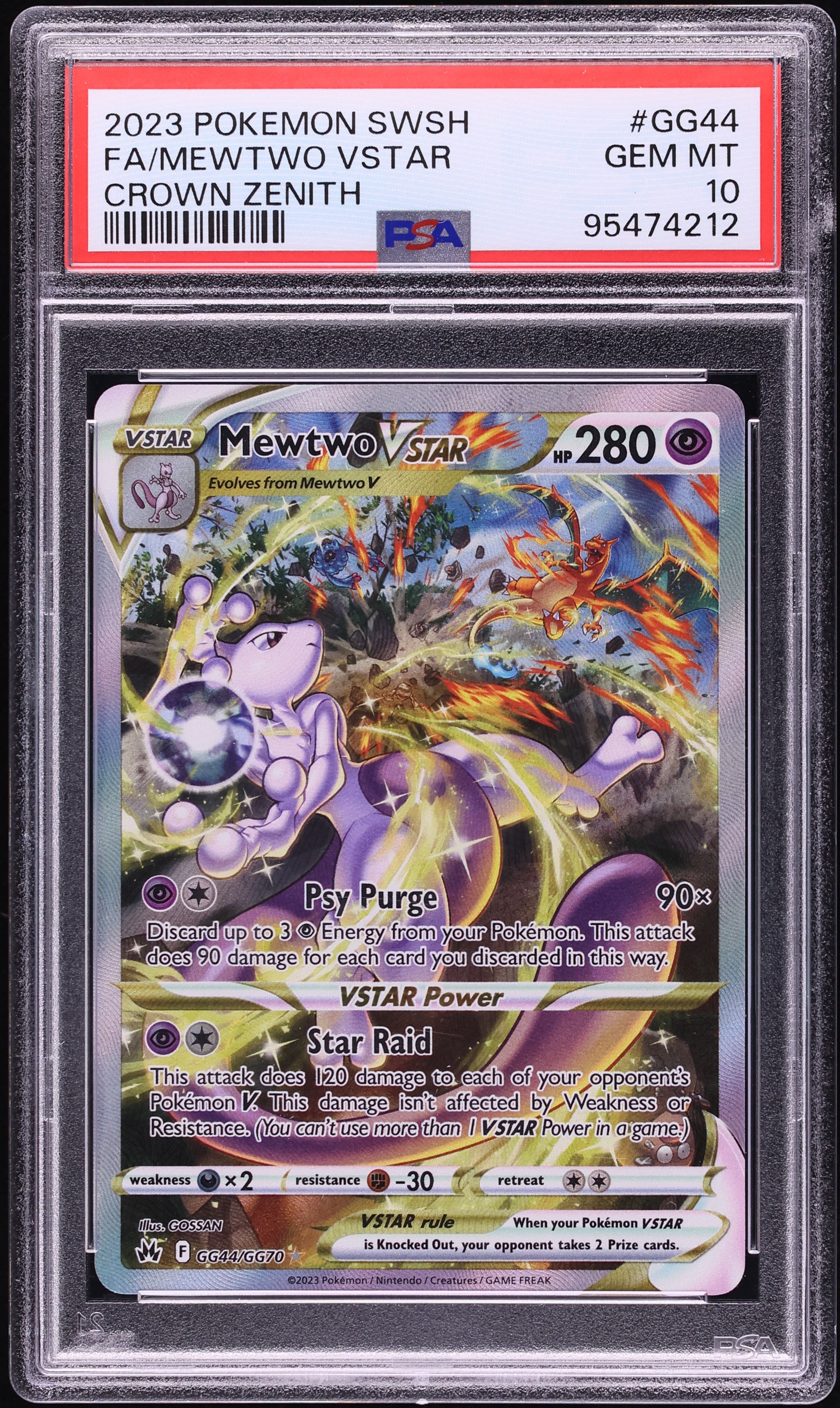 2023 Pokemon Sword & Shield Crown Zenith Galarian Gallery Alt Art Mewtwo VSTAR #GG44 PSA 10 GEM