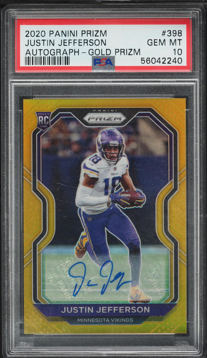 2020 Panini Prizm Gold Justin Jefferson ROOKIE AUTO /10 #398 PSA 10 GEM MINT