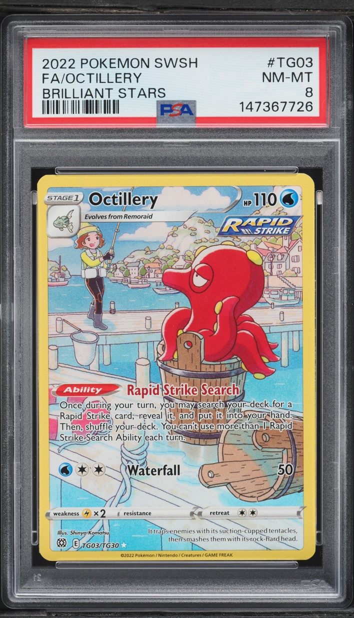 2022 Pokemon Sword & Shield Brilliant Stars CHR Octillery #TG03 PSA 8 NM-MT
