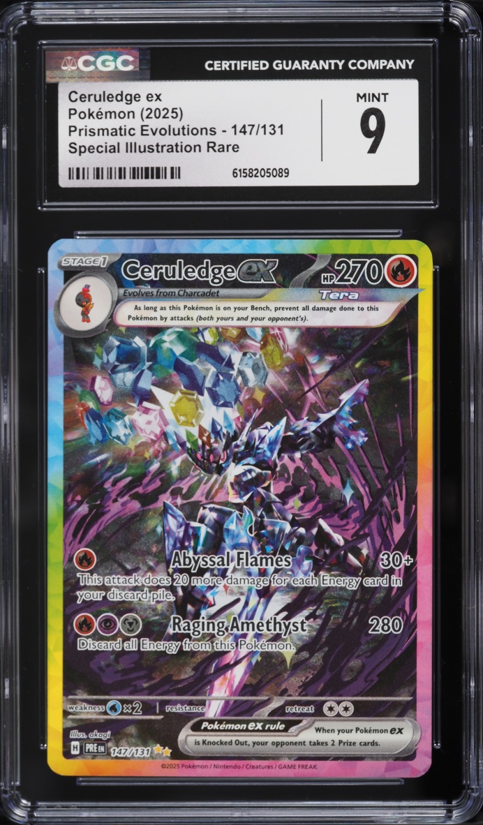 2025 Pokemon Scarlet & Violet Prismatic Evolutions SIR Ceruledge EX #147 CGC 9 MINT