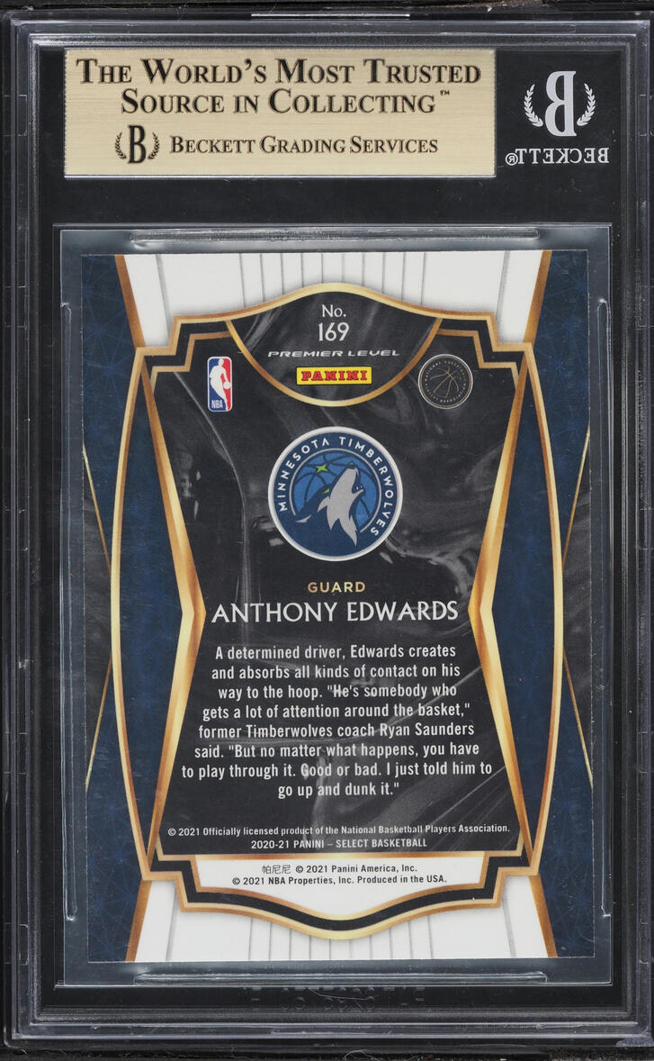 2020 Select Premier Level Blue Retail Anthony Edwards ROOKIE #169 BGS 10 PRISTINE