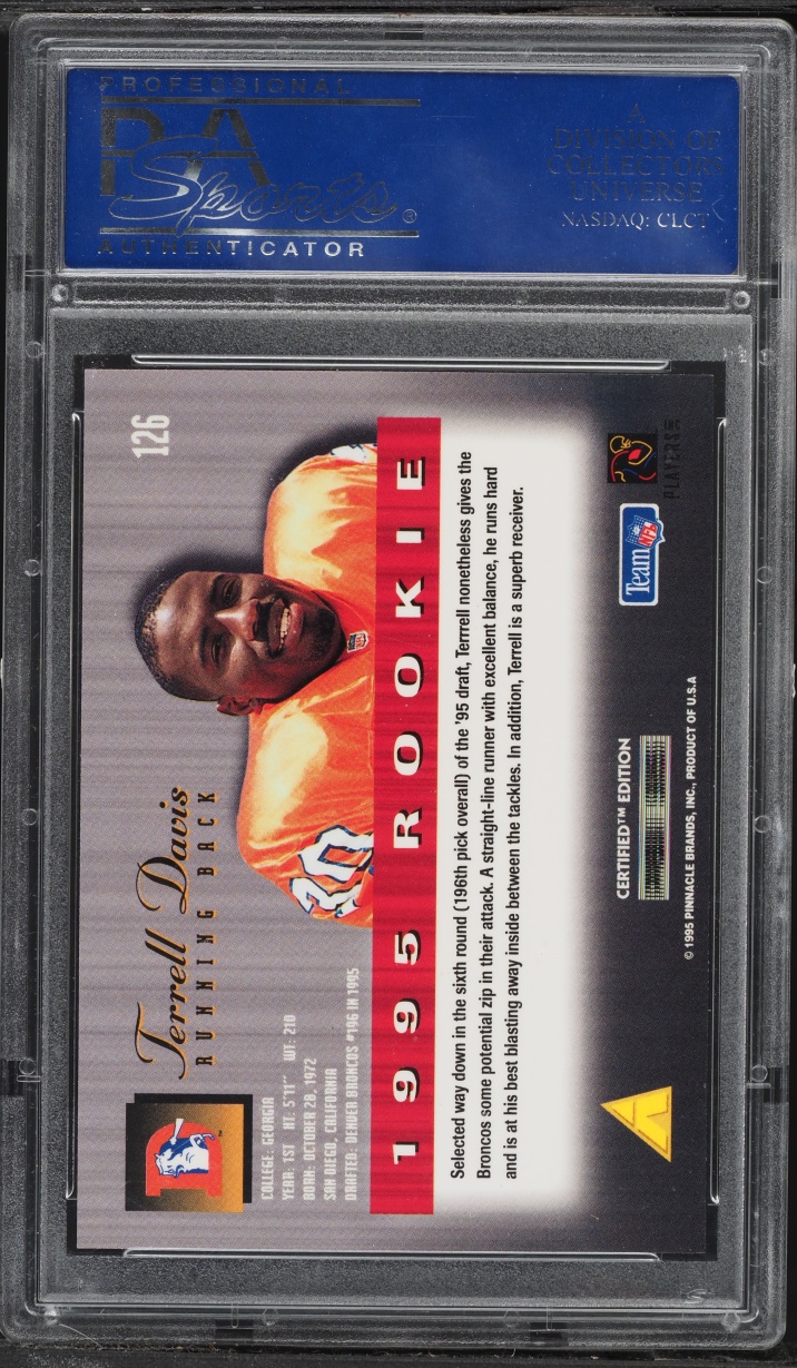 1995 Select Certified Terrell Davis ROOKIE #126 PSA 10 GEM MINT