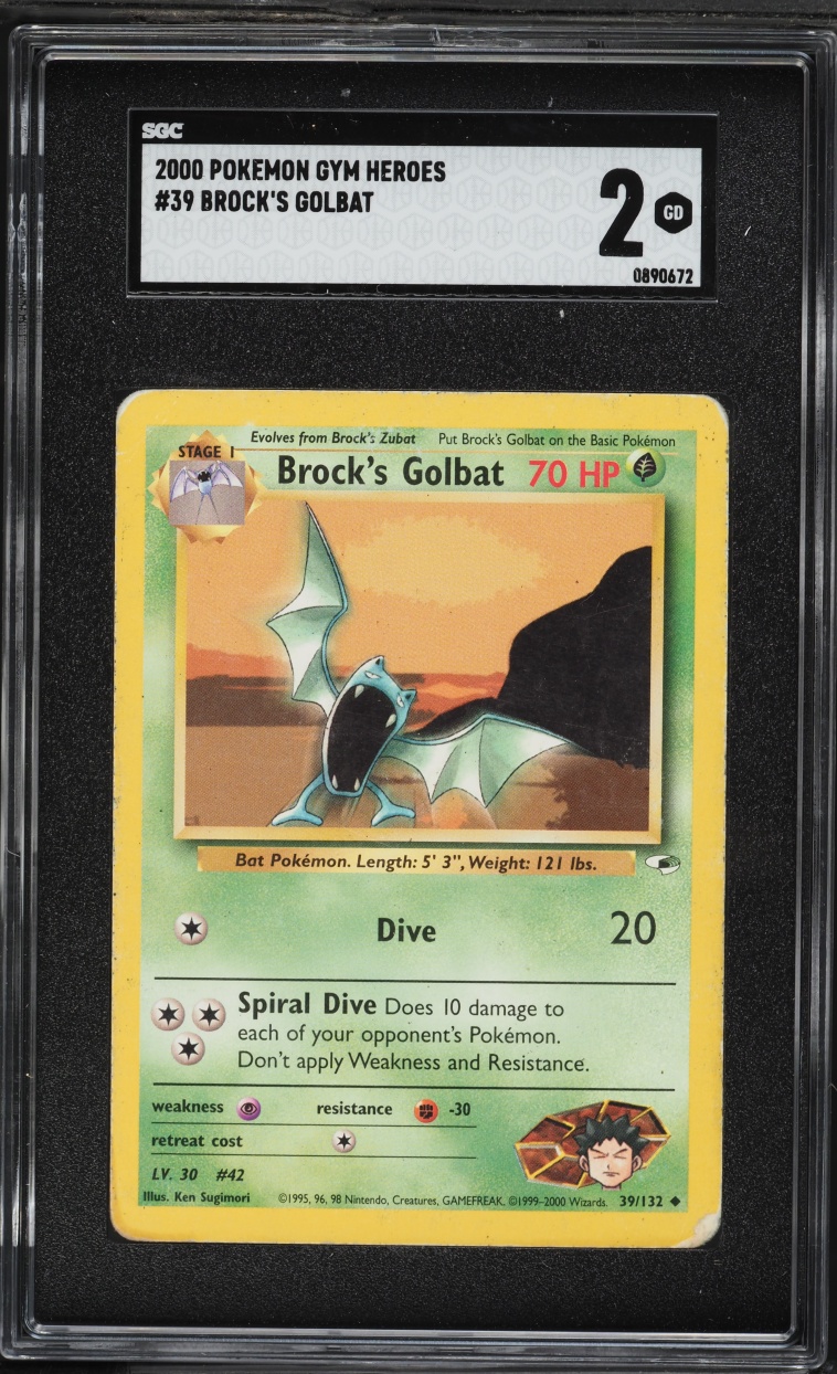 2000 Pokemon Gym Heroes Brock's Golbat #39 SGC 2 GD