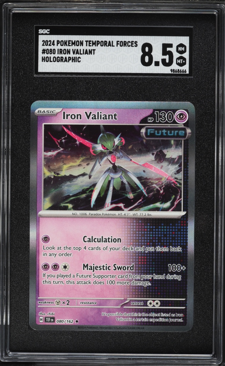 2024 Pokemon Scarlet & Violet Temporal Forces Holo Iron Valiant #080 SGC 8.5 NM-MT+