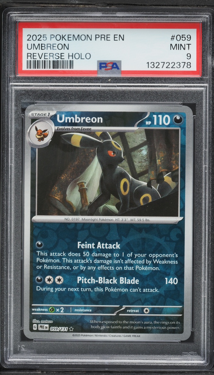 2025 Pokemon Scarlet & Violet Prismatic Evolutions Reverse Holo Umbreon #59 PSA 9 MINT