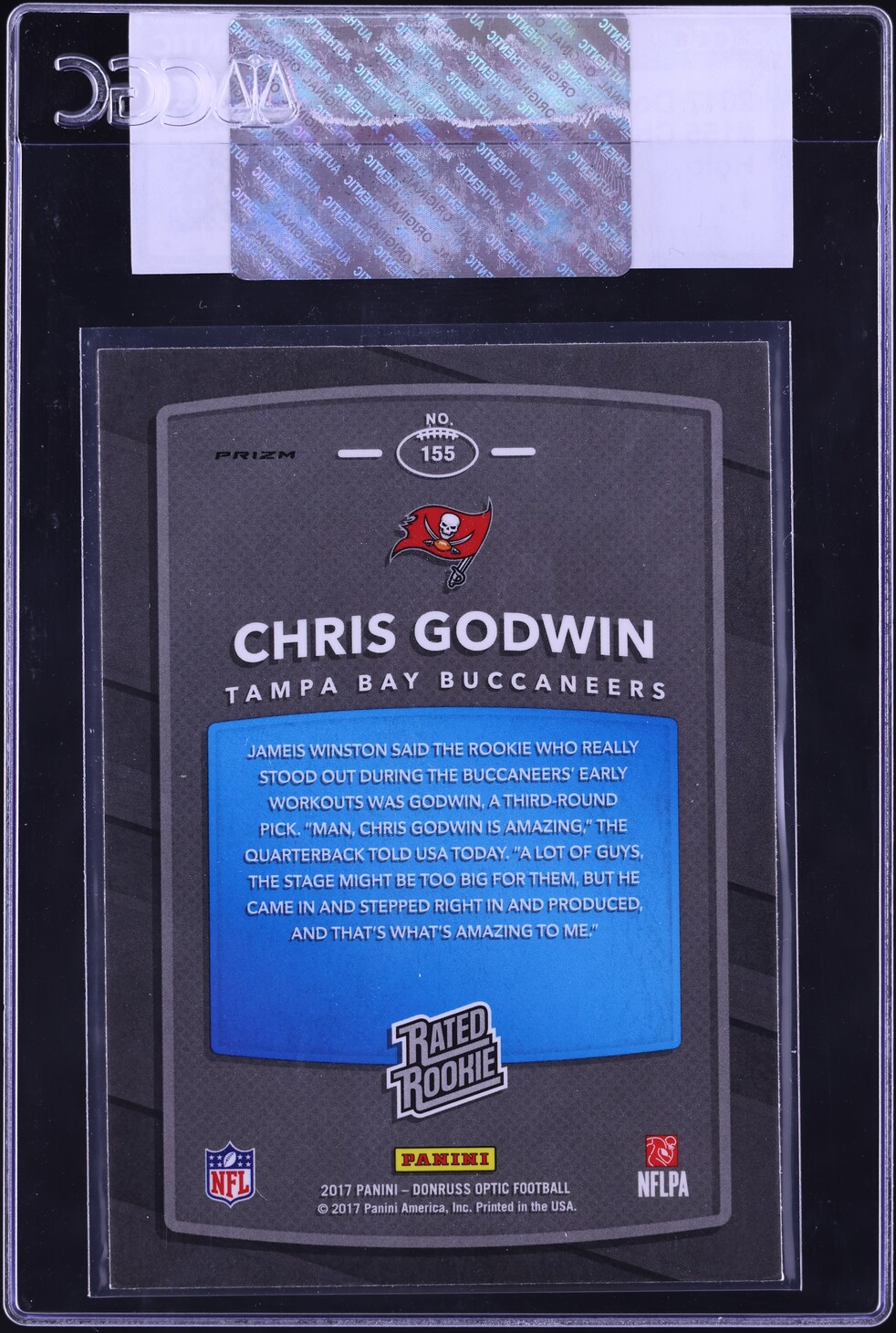 2017 Donruss Optic Holo Chris Godwin ROOKIE #155 CGC AUTH