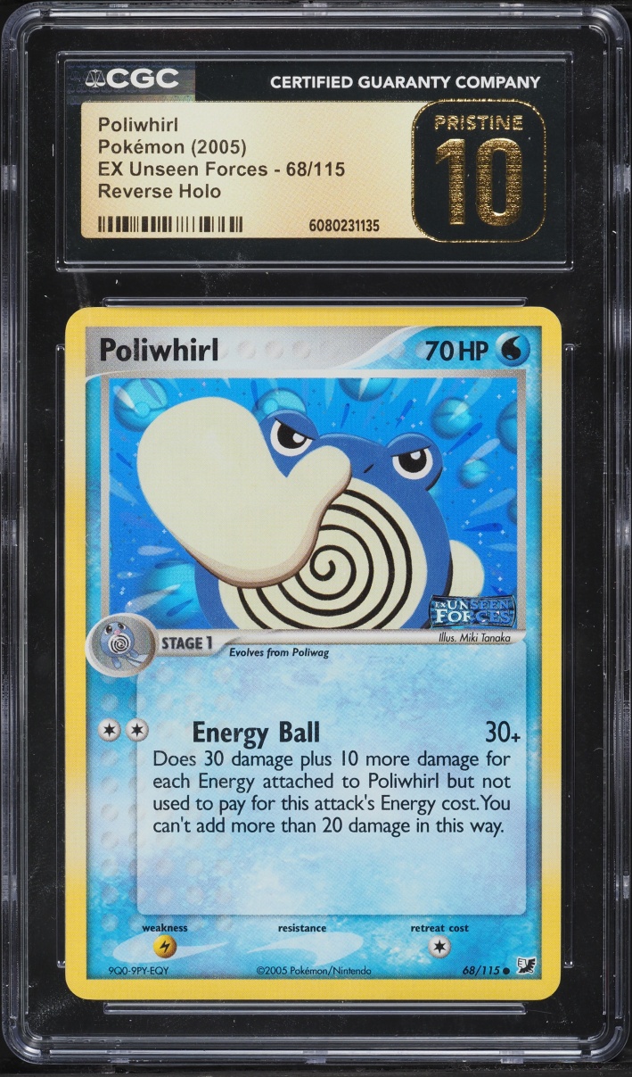 2005 Pokemon EX Unseen Forces Reverse Holo Poliwhirl #68 CGC 10 PRISTINE