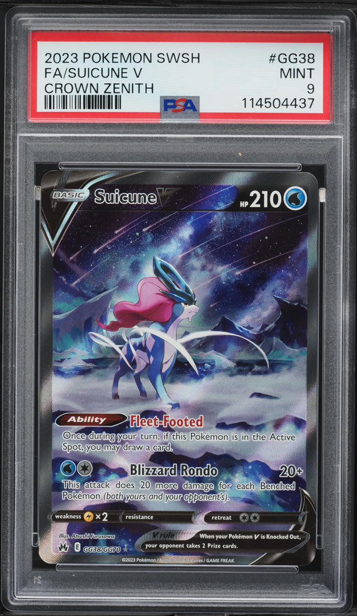 2023 Pokemon SWSH Crown Zenith Alt Art Suicune V #GG38 PSA 9 MINT