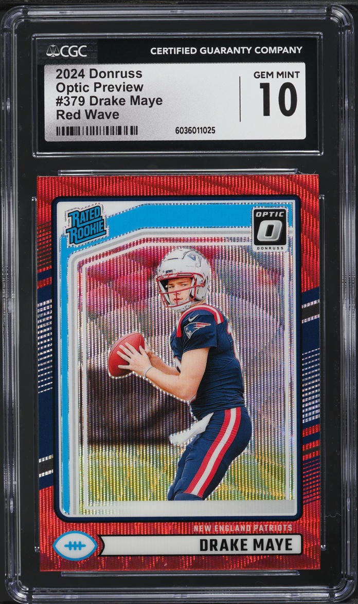 2024 Donruss Optic Preview Red Wave Drake Maye ROOKIE #379 CGC 10 GEM MINT