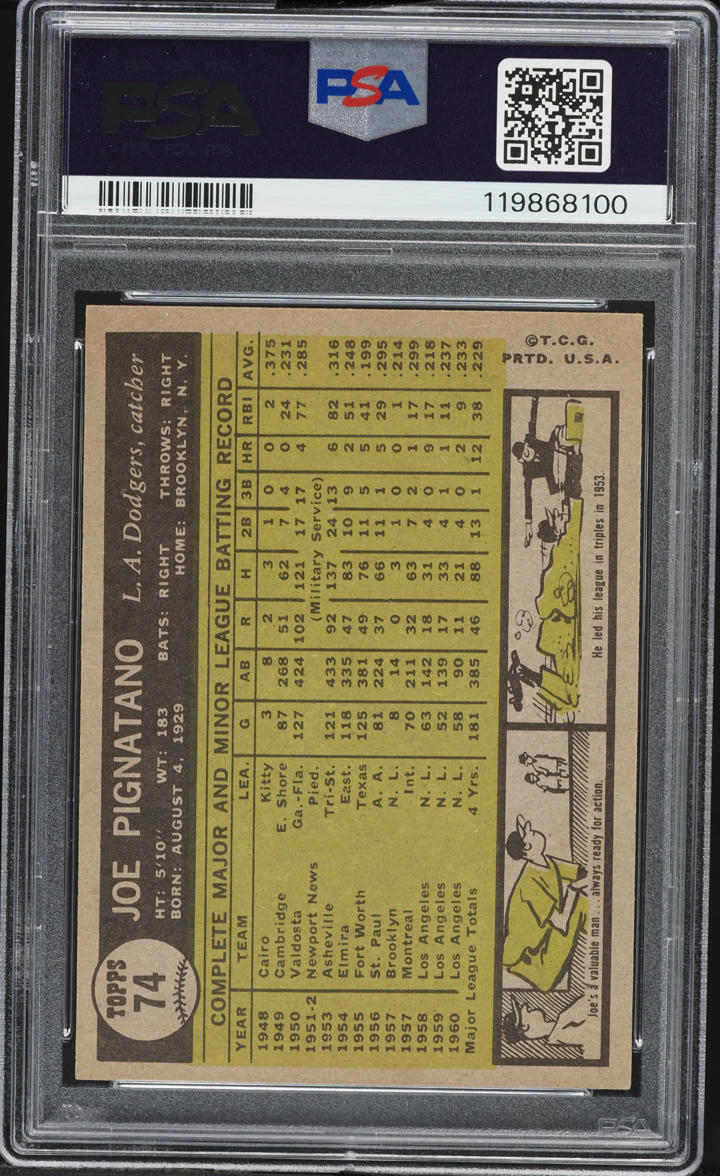 1961 Topps Joe Pignatano #74 PSA 5 EX