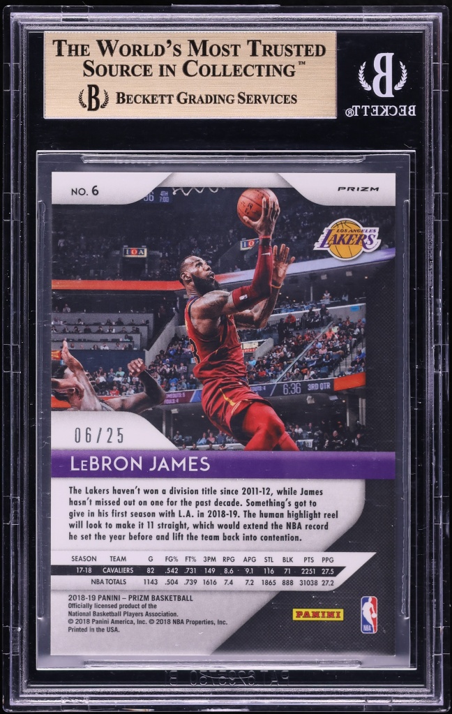 2018 Panini Prizm Green Pulsar LeBron James /25 #6 BGS 9.5 GEM MINT