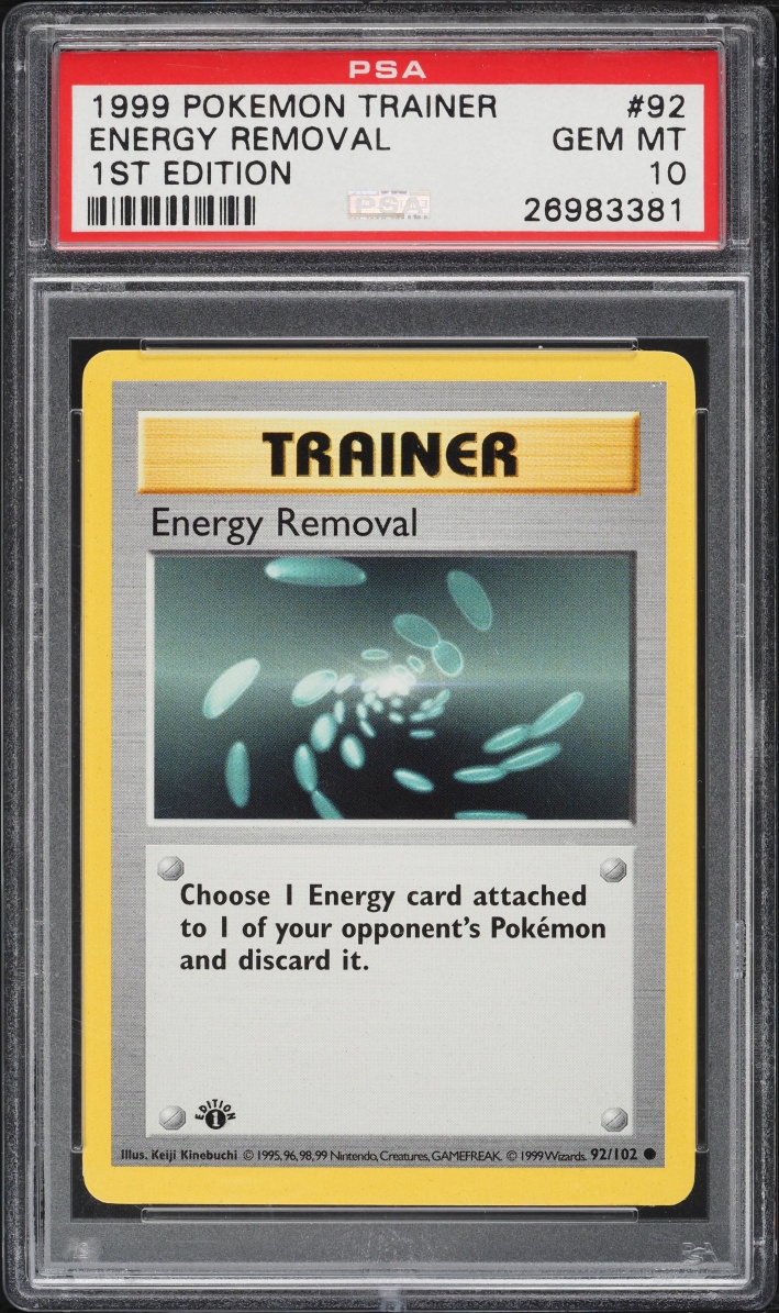 1999 Pokemon Trainer 1st Edition Energy Removal #92 PSA 10 GEM MINT
