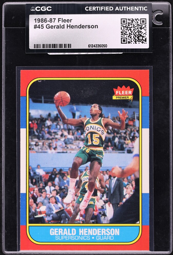 1986 Fleer Basketball Gerald Henderson #45 CGC AUTH