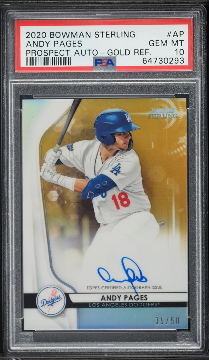 2020 Bowman Sterling Gold Refractor Andy Pages PROSPECT AUTO /50 #AP PSA 10 GEM MINT - Photo 1