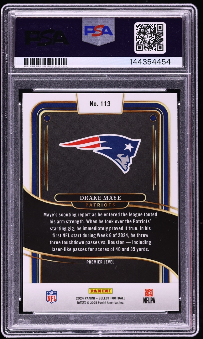 2024 Select Premier Level Drake Maye ROOKIE #113 PSA 8 NM-MT
