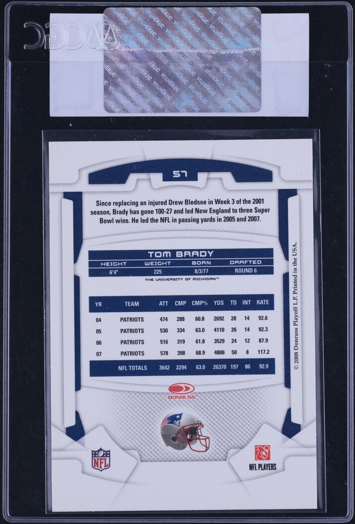 2008 Leaf Rookies & Stars Tom Brady #57 CGC AUTH