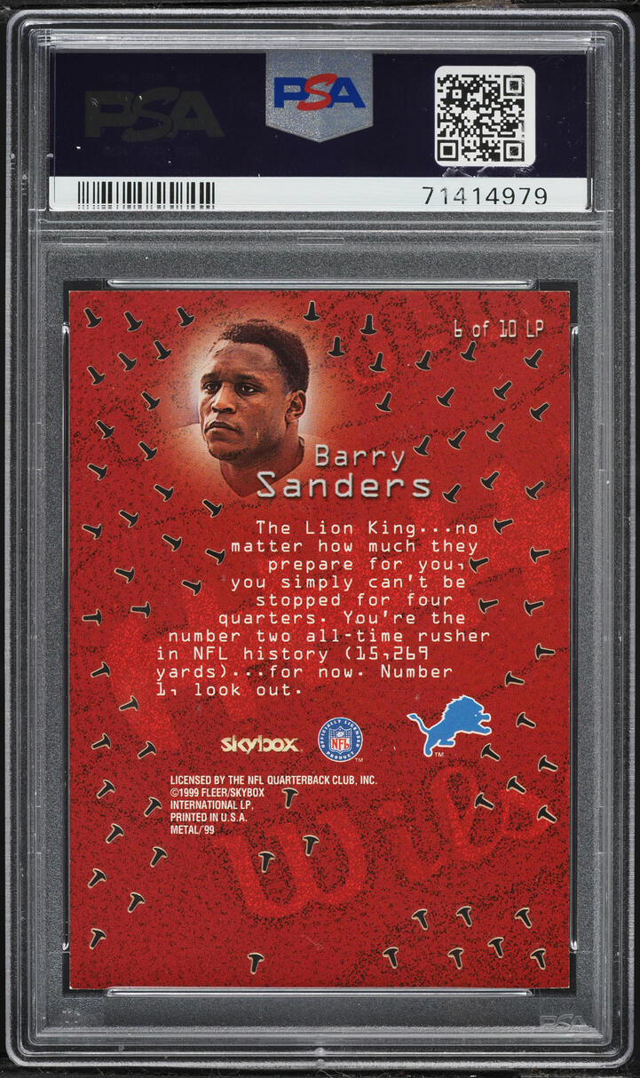 1999 Metal Universe Linchpins Barry Sanders #6 PSA 9 MINT