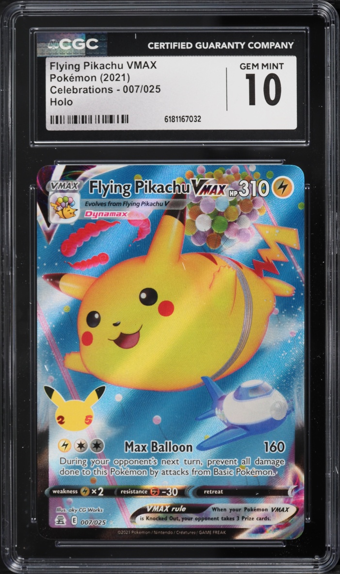 2021 Pokemon Sword & Shield Celebrations Full Art Flying Pikachu VMAX #7 CGC 10 GEM MINT