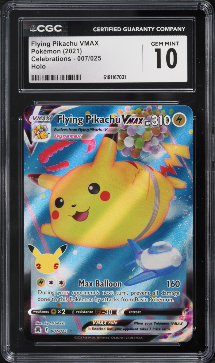 2021 Pokemon Sword & Shield Celebrations Full Art Flying Pikachu VMAX #7 CGC 10 GEM MINT