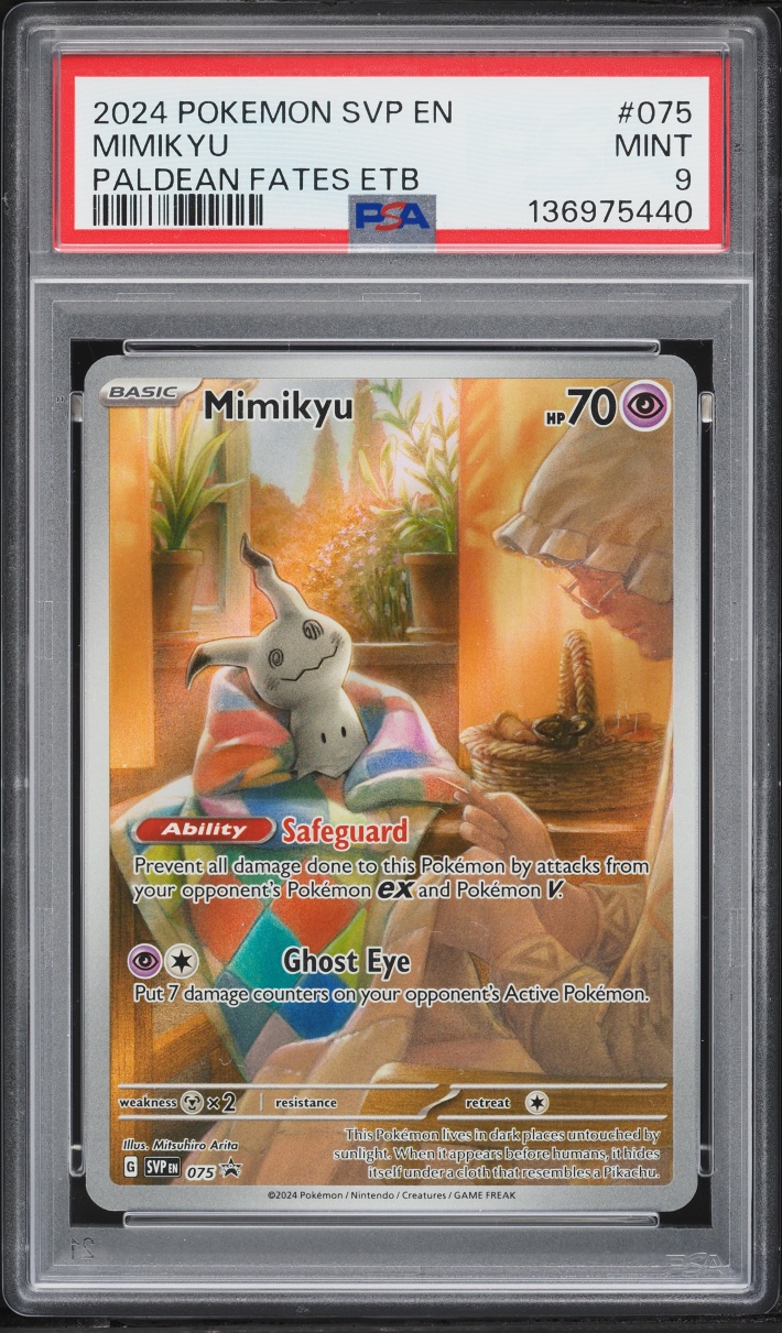 2024 Pokemon Scarlet & Violet Promo Paldean Fates ETB Full Art Mimikyu #75 PSA 9 MINT