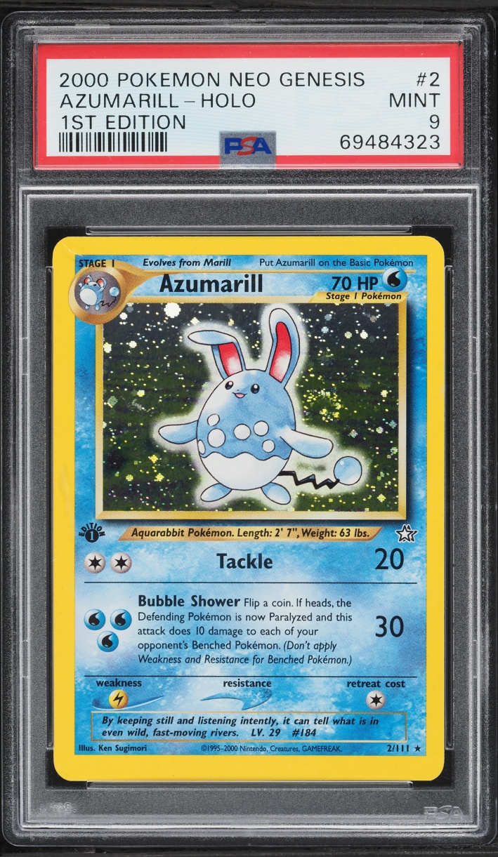 2000 Pokemon Neo Genesis 1st Edition Holo Azumarill #2 PSA 9 MINT