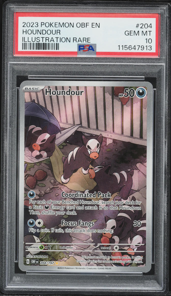2023 Pokemon Scarlet & Violet Obsidian Flames IR Houndour #204 PSA 10 GEM MINT