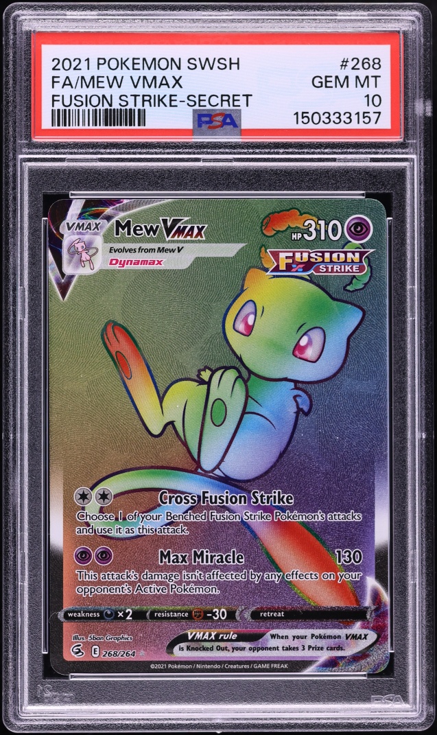 2021 Pokemon Sword & Shield Fusion Strike Rainbow Rare Mew VMAX #268 PSA 10 GEM MINT