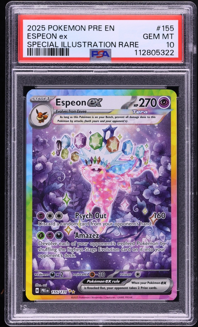 2025 Pokemon Scarlet & Violet Prismatic Evolutions SIR Espeon Ex #155 PSA 10 GEM MINT