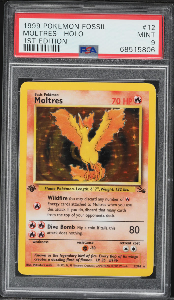 1999 Pokemon Fossil 1st Edition Holo Moltres #12 PSA 9 MINT