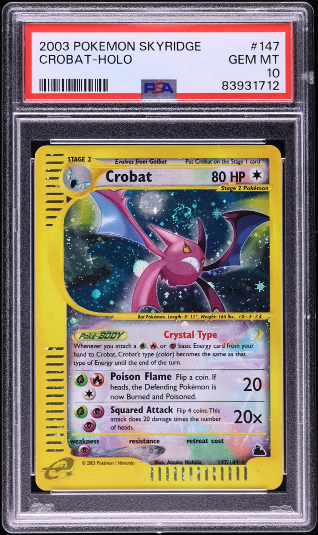 2003 Pokemon Skyridge Holo Crystal Crobat #147 PSA 10 GEM MINT