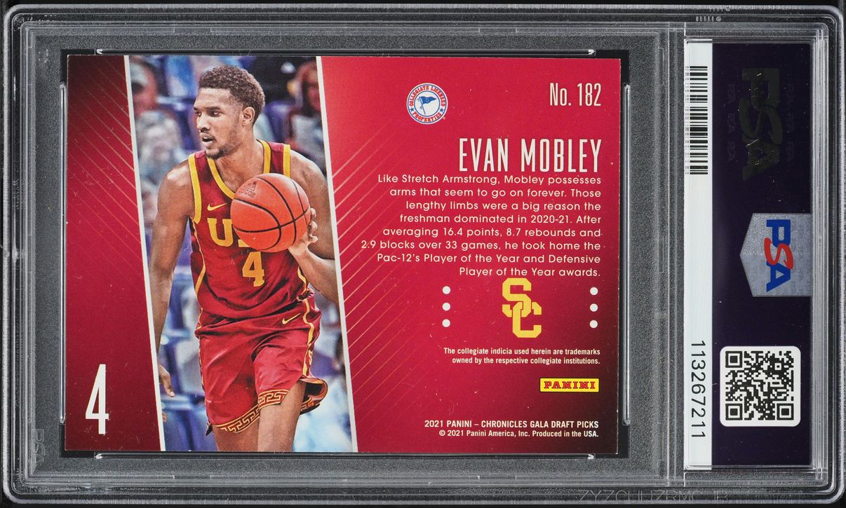 2021 Panini Chronicles Draft Picks Black Evan Mobley ROOKIE #182 PSA 8 NM-MT