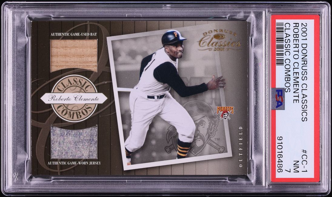 2001 Donruss Classics Classic Combos Roberto Clemente PATCH /100 #CC-1 PSA 7 NRMT