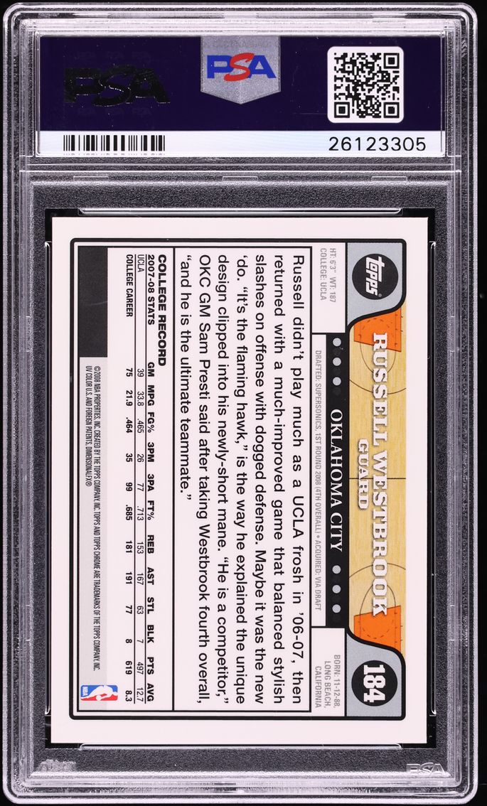 2008 Topps Chrome Russell Westbrook ROOKIE #184 PSA 10 GEM MINT