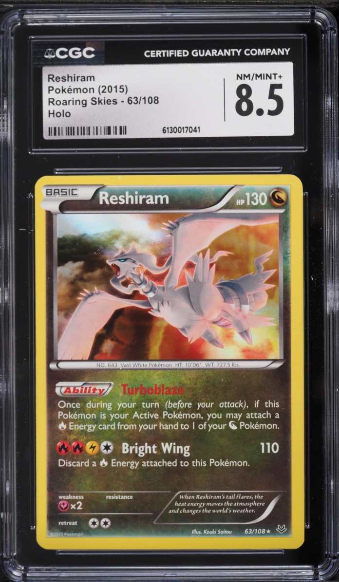 2015 Pokemon XY Roaring Skies Holo Reshiram #63 CGC 8.5 NM-MT+