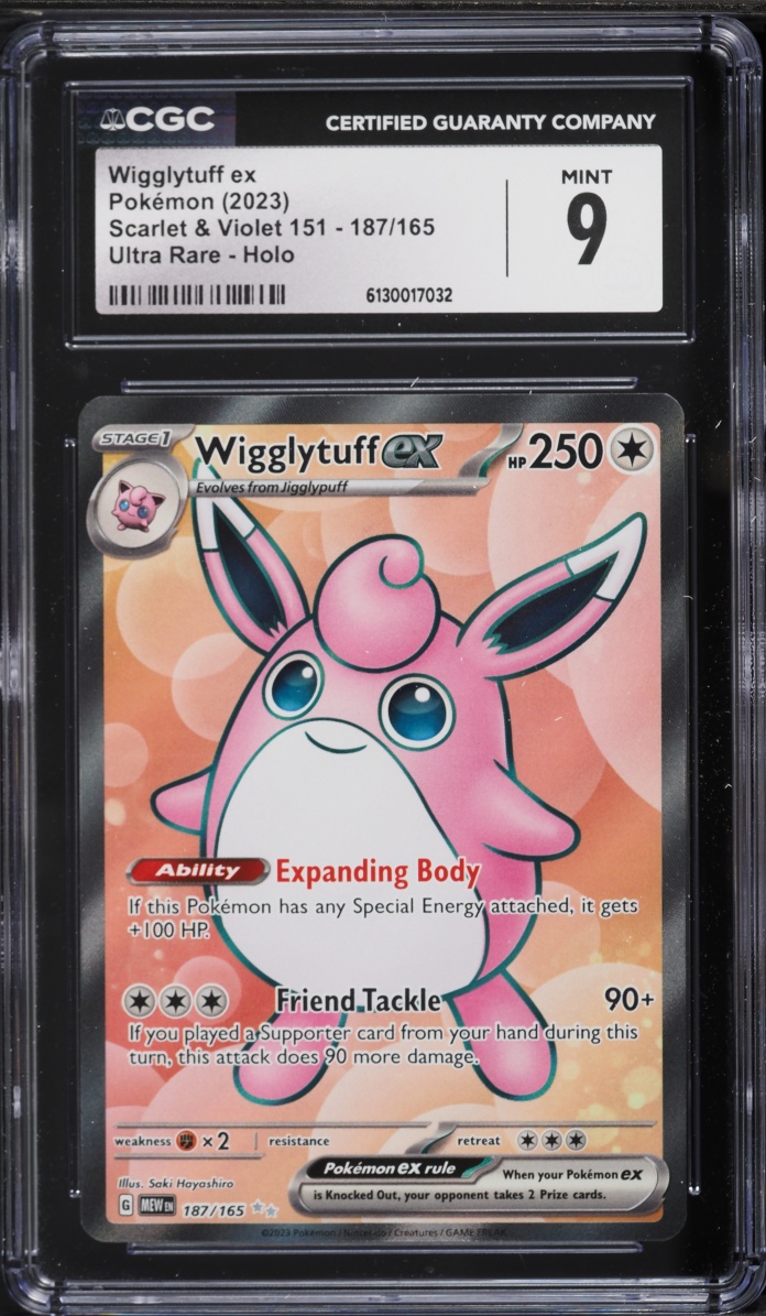 2023 Pokemon Scarlet & Violet 151 Full Art Wigglytuff ex #187 CGC 9 MINT