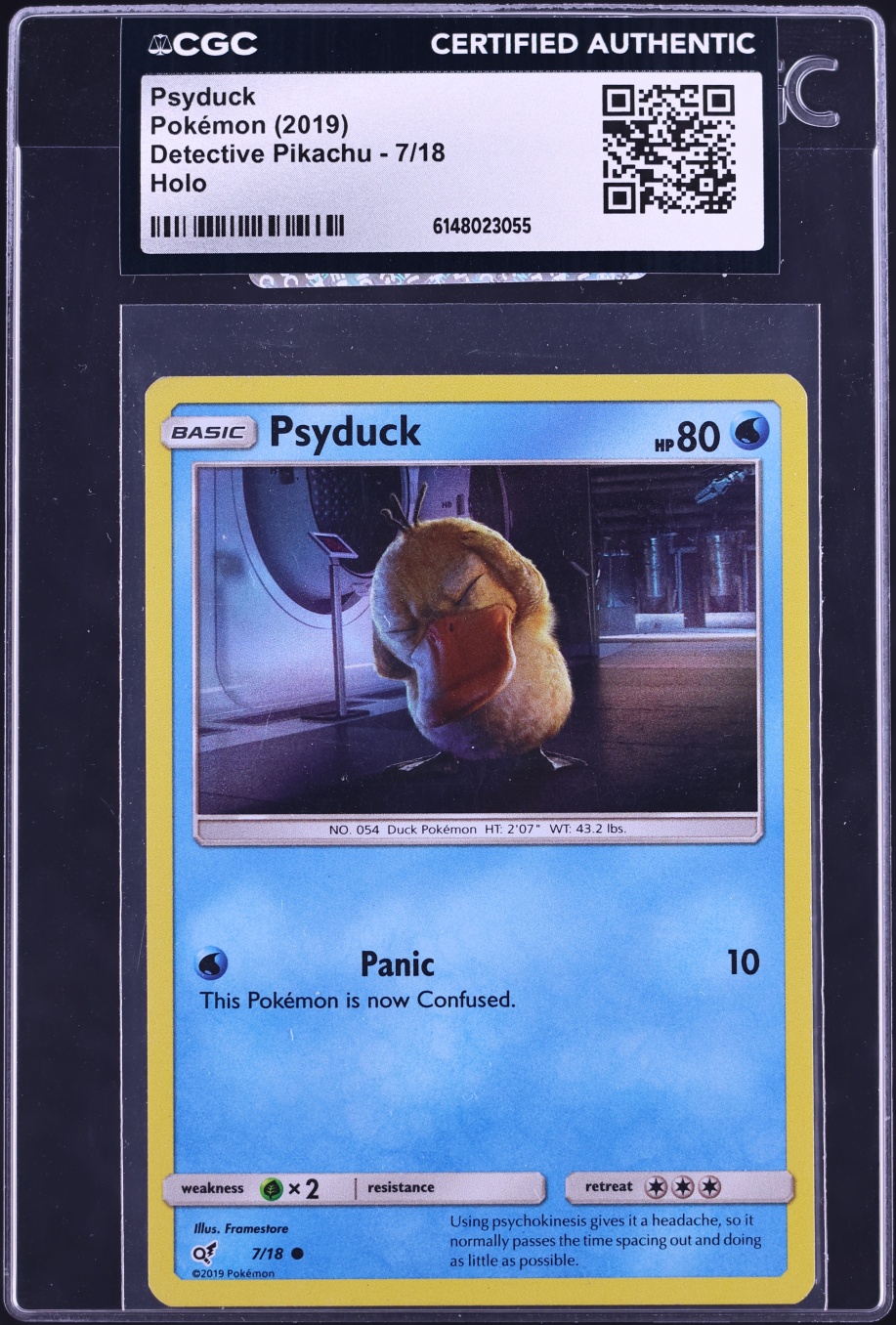 2019 Pokemon Sun & Moon Detective Pikachu Holo Psyduck #7 CGC AUTH