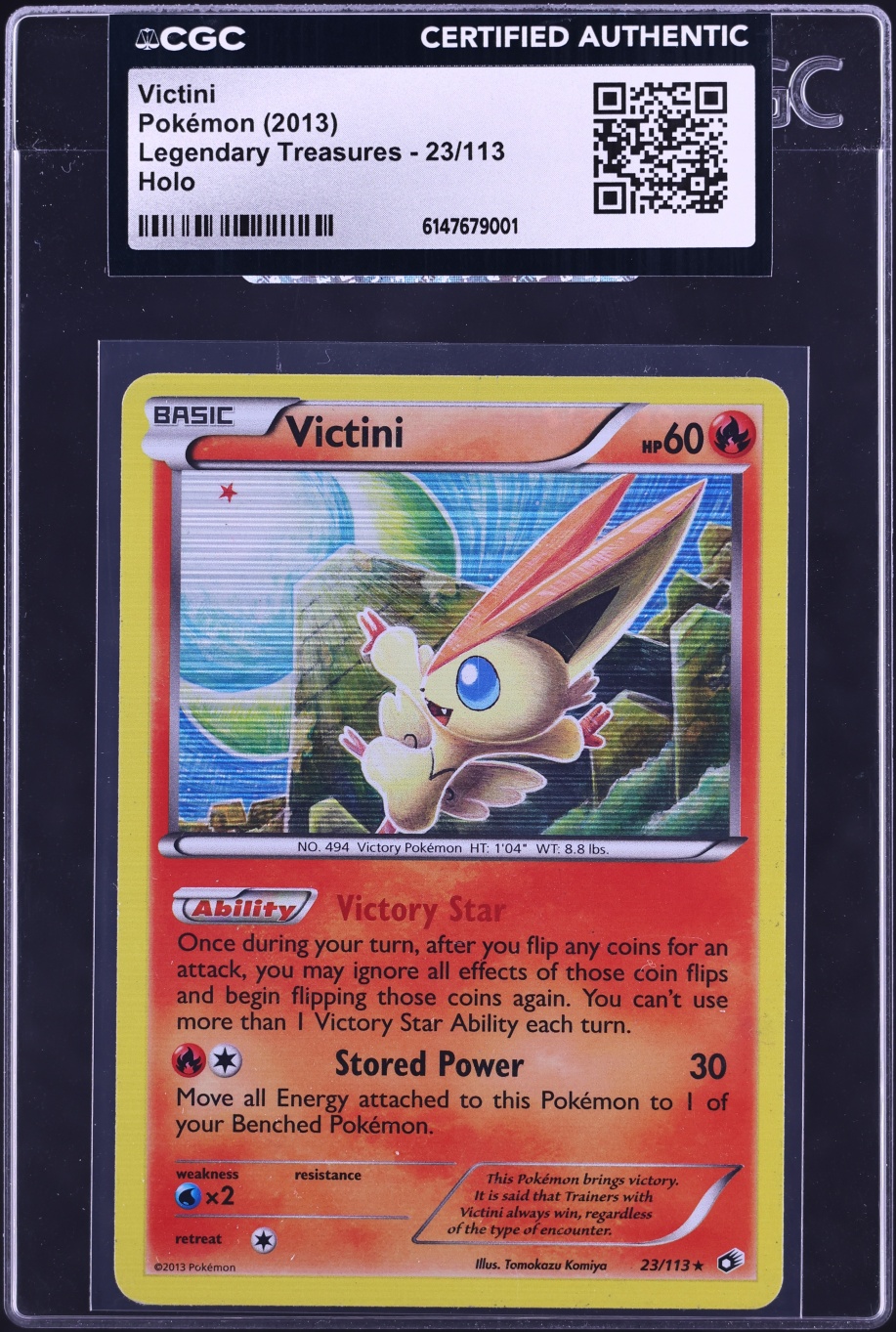 2013 Pokemon Black & White Legendary Treasures Reverse Holo Victini #23 CGC AUTH