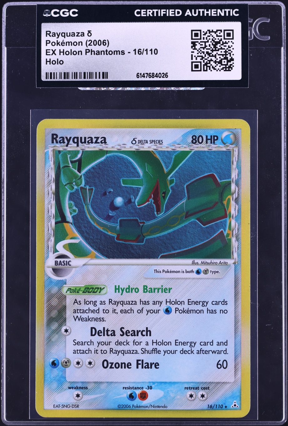 2006 Pokemon EX Holon Phantoms Holo Rayquaza #16 CGC AUTH
