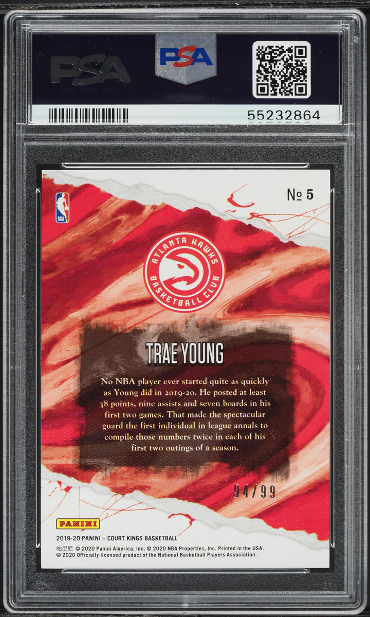 2019 Panini Court Kings Amethyst Trae Young /99 #5 PSA 10