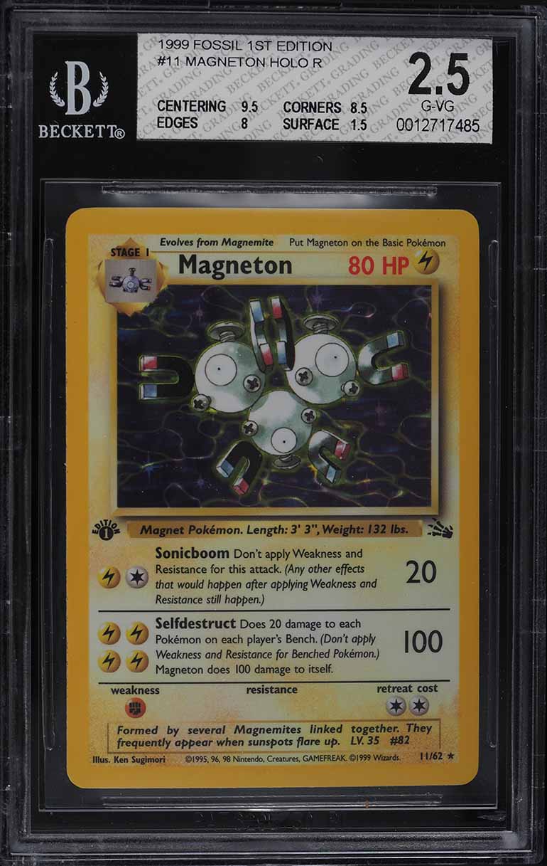 1999 Pokemon Fossil 1st Edition Holo Magneton #11 BGS 2.5 GD+