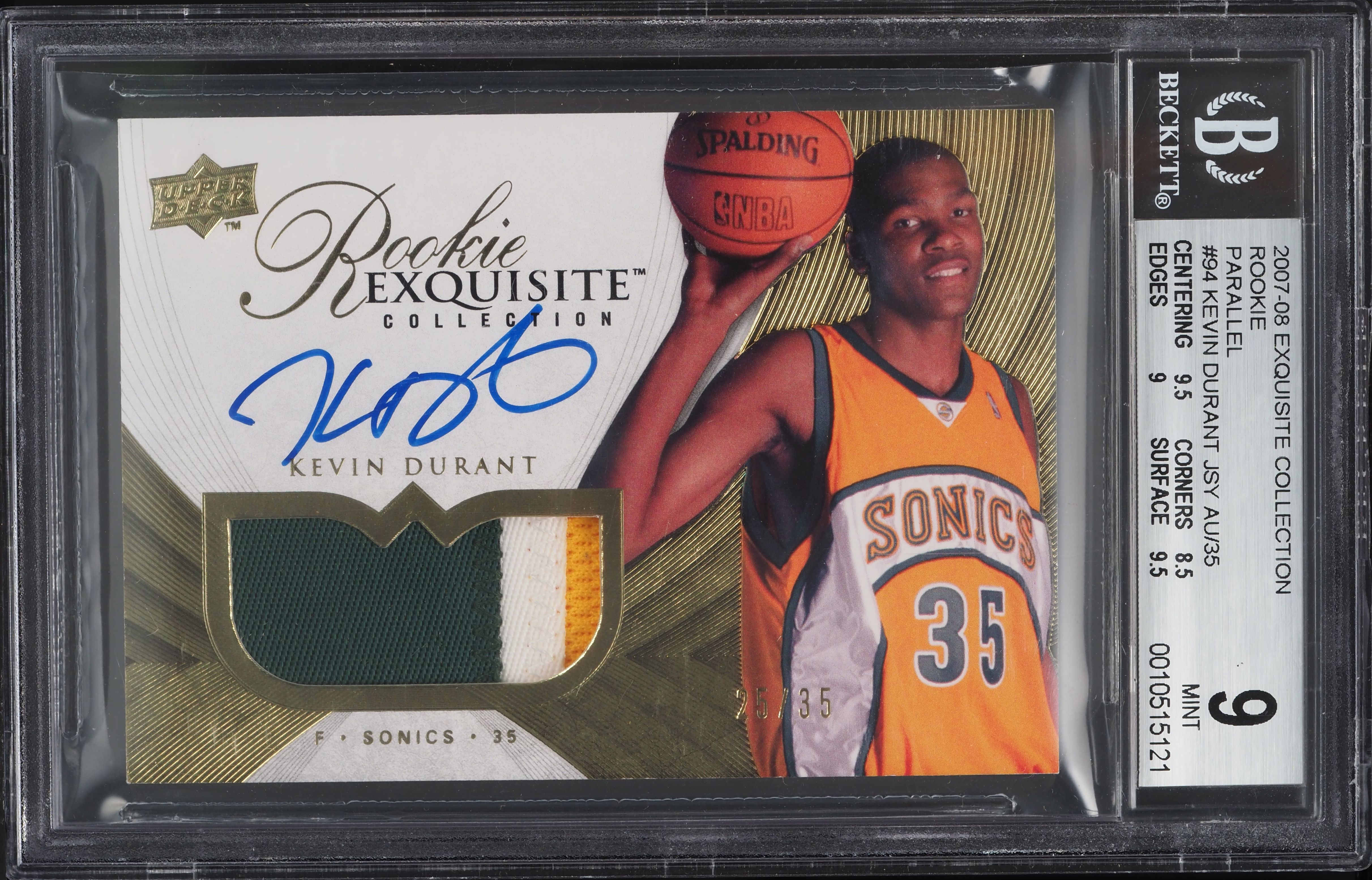 2007 Exquisite Collection Gold Kevin Durant ROOKIE PATCH AUTO /35