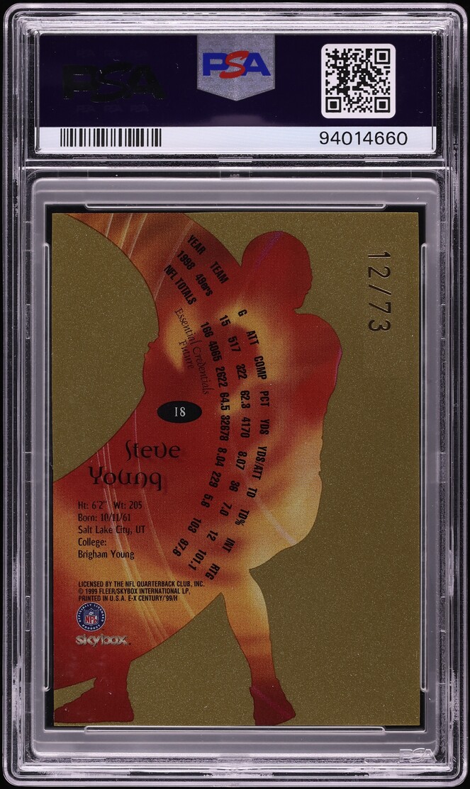 1999 Skybox E-X Century Essential Credentials Future Steve Young /73 #18 PSA 7 NRMT - Photo 2