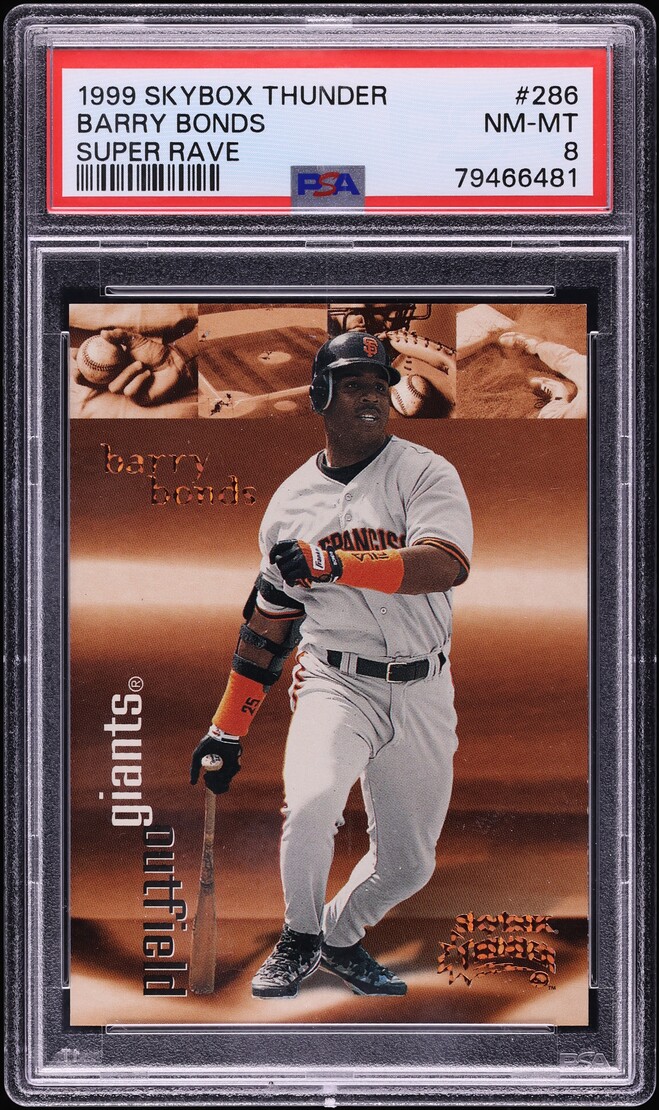 1999 Skybox Thunder Super Rave Barry Bonds /25 #286 PSA 8 NM-MT - Photo 1